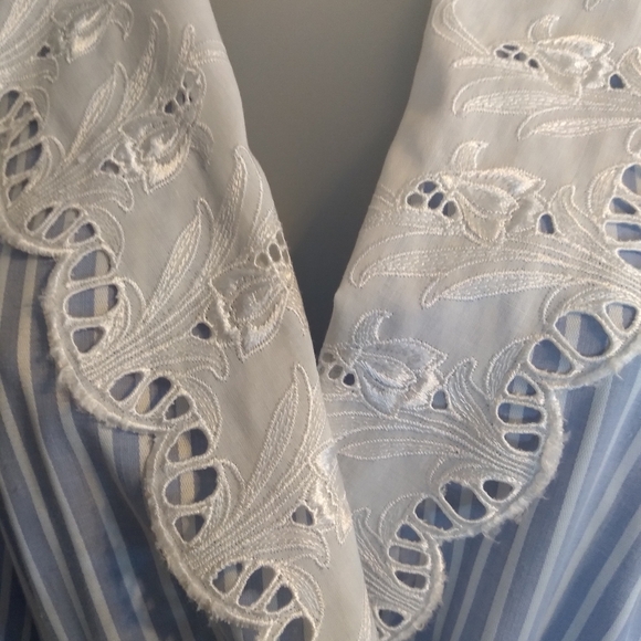 Alice Maloof robe Blue White Stripes Rope belt Sz L - Picture 9 of 11